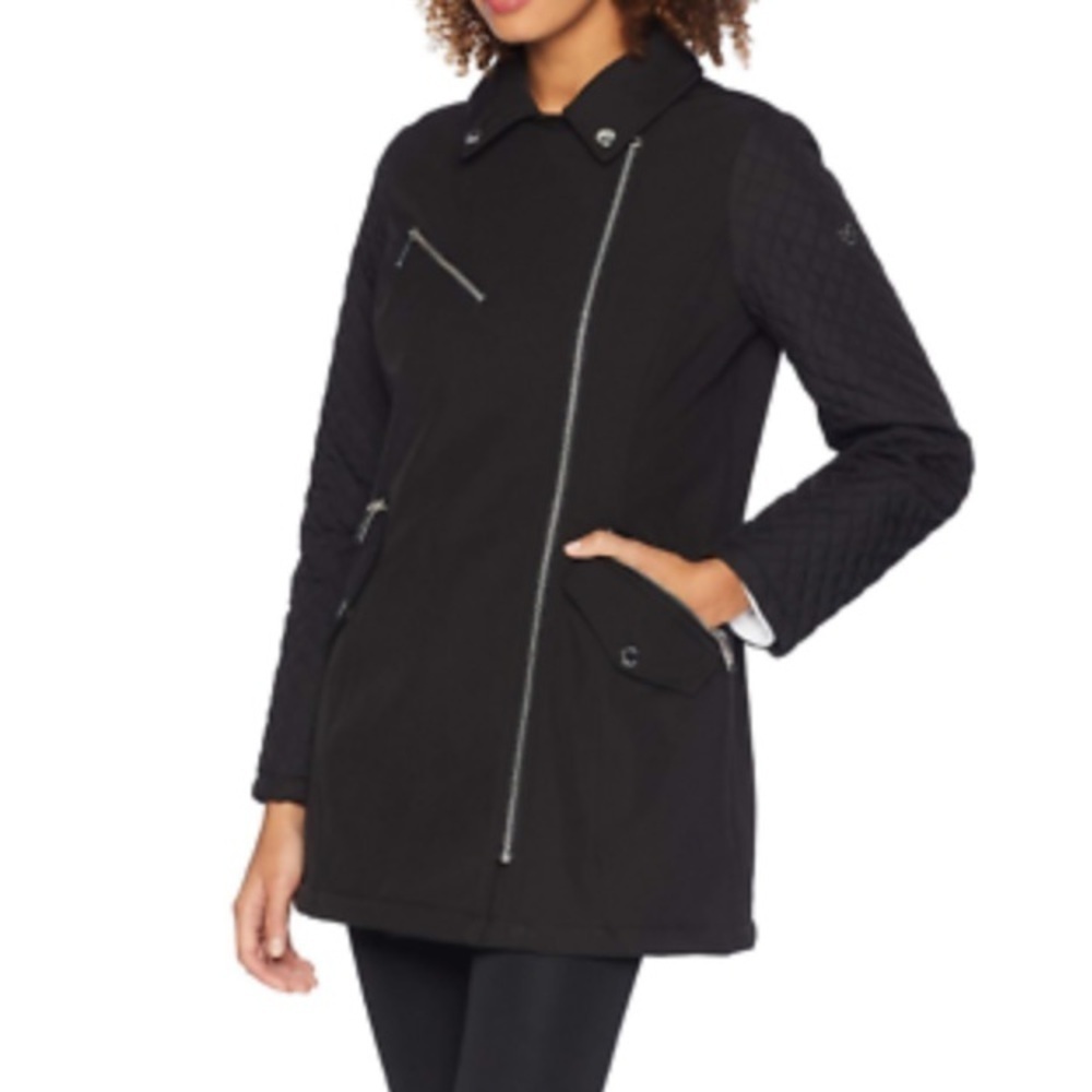 MICHAEL Michael Kors Women's Black Asymmetric Softshell Jacket S